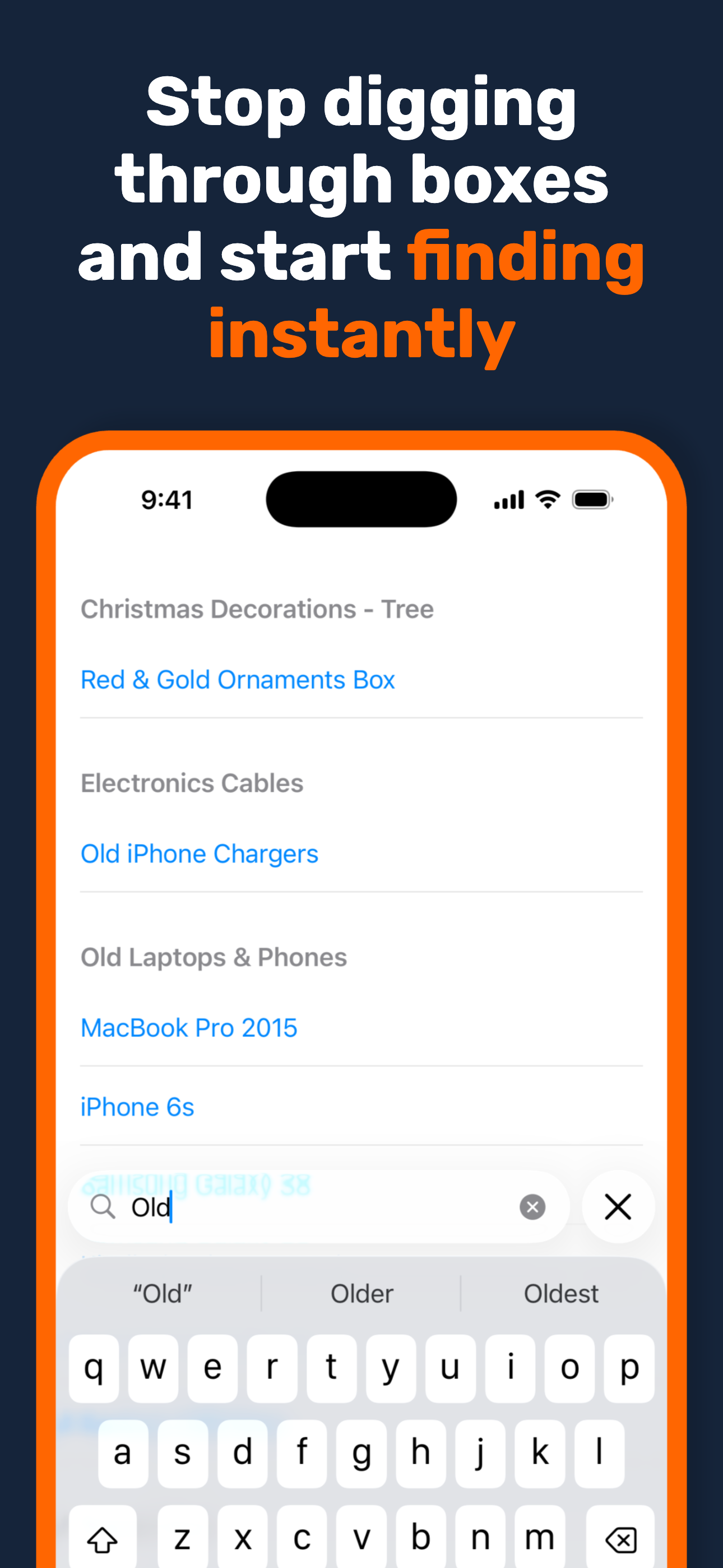 Search results finding an item across all totes