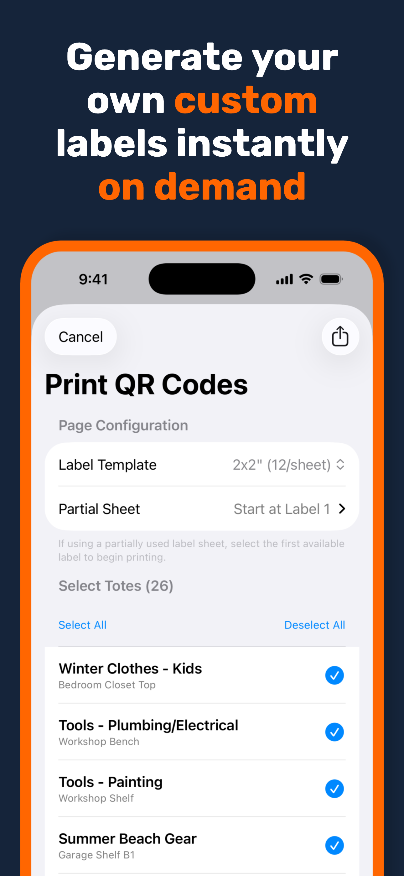 Print label sheet preview for Avery templates