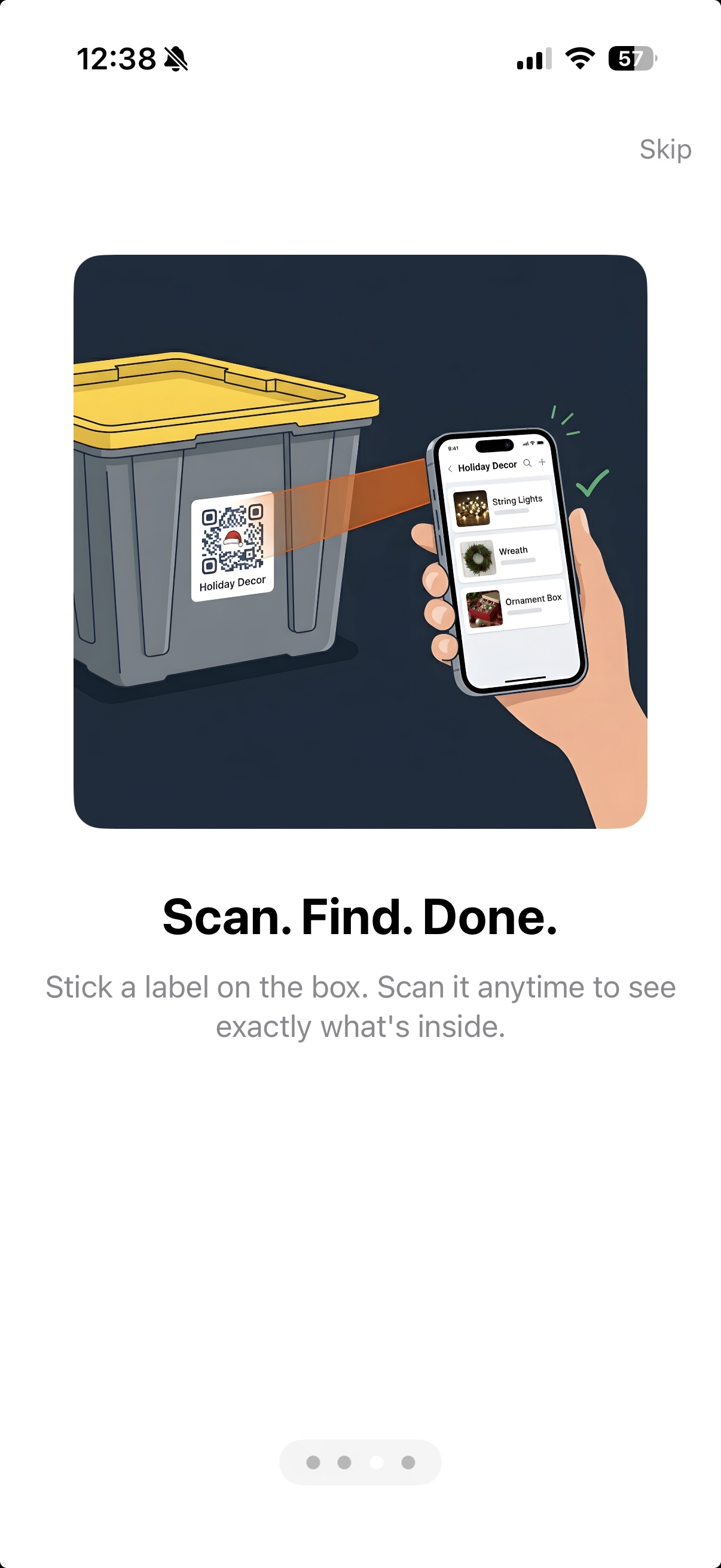 StowQR onboarding screen three